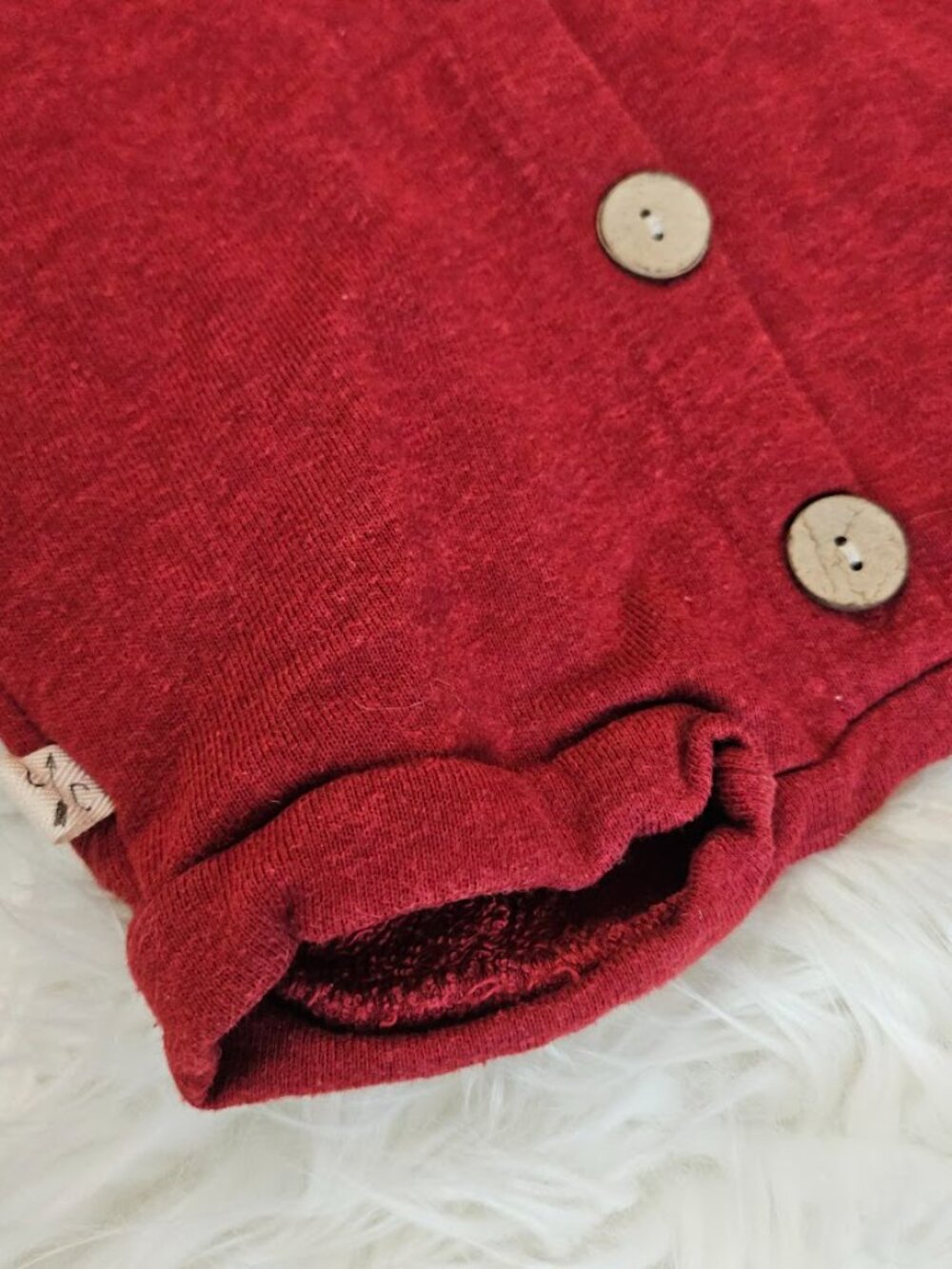 Childhoods Red Wood Button Up Romper One Piece Cotton Blend Baby Kids Boy 6-12M - Picture 3 of 9